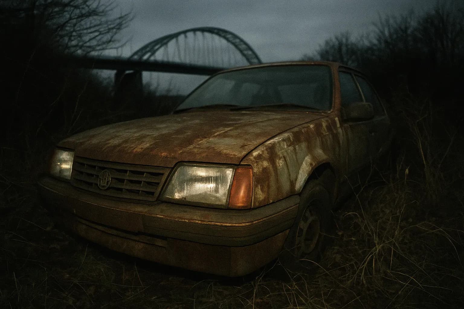 En rusten, forladt Vauxhall Cavalier sidder i det tilgroede krat nær Severn Bridge, en uhyggelig påmindelse om Richey Edwards' mystiske forsvinden.